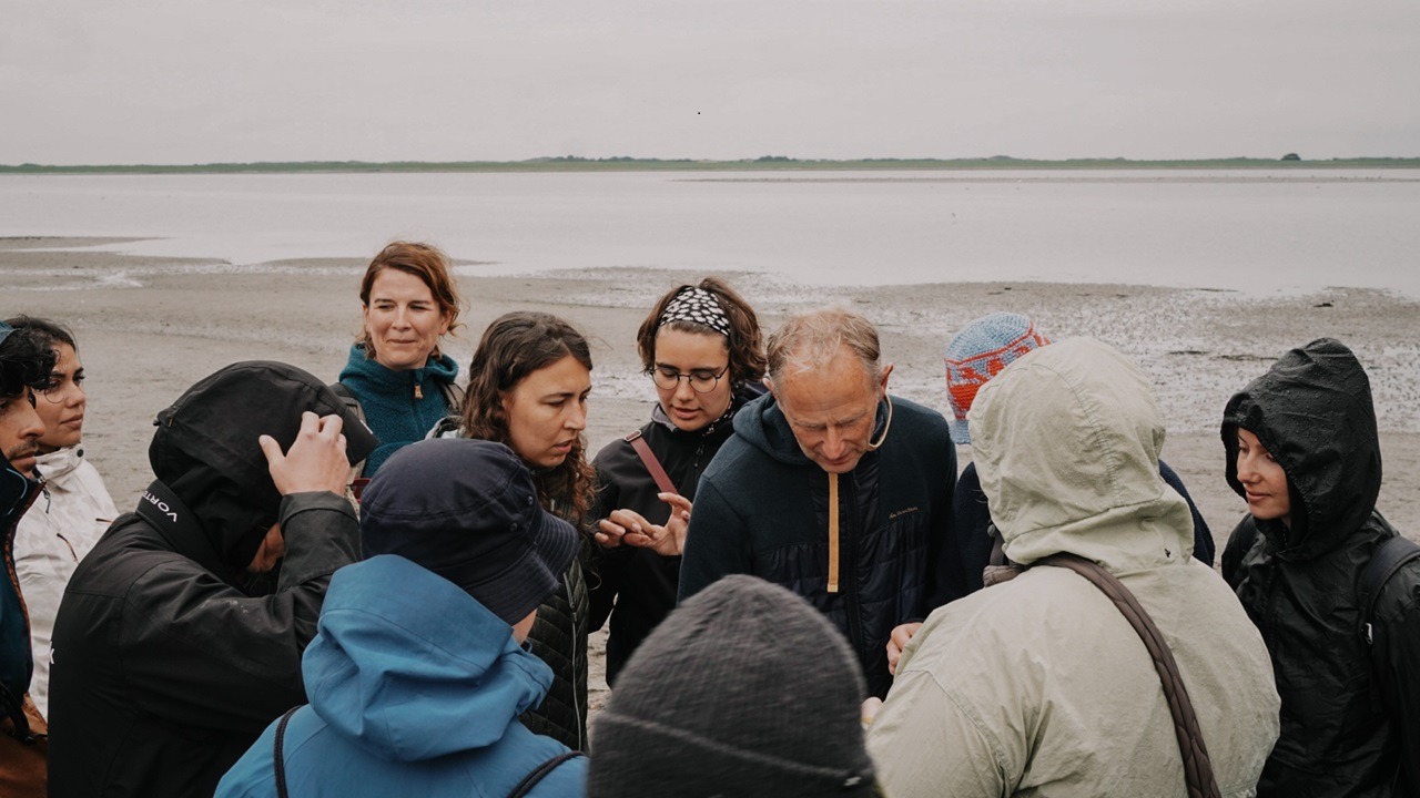 Participants of the summer school exploring the mudflats during low tide. Katharina Greitemann.